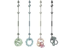 Vicloon Baby Cup Catcher de Silicona,4PCS Correa de Juguete para Bebé,Cadenas para Chupetes,Cuerda de Juguete para Cochecito de Bebé,Correa de Juguete para Tronas,Cochecitos,Sillas de Coche-azul