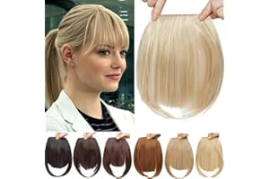 MY-LADY Clip in Frangia Bangs Fringe Estensioni dei Capelli Frangia Dritta Lisci Posticci Sintetici Accessori per le Donne Natural Blonde mix Bleach Blonde