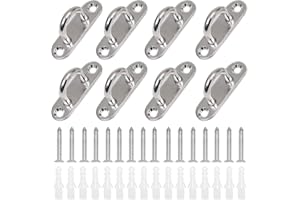 Gobesty Placa de Ojo de Acero Inoxidable, 8 Piezas Almohadilla Oblonga Placa de Ojo Grapa de Metal Gancho de Anillo con 2 Agujeros para Hardware Marino Gancho de Grapa Loop Macetas Colgantes y cercas