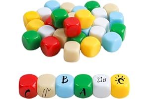 SLAKOZYT 30 Piezas 16 mm Dados Blanco acrílicos de Colores Cubos DIY con Bolsa de almacenaje Dados para Cubos de Aprendizaje, Manualidades, Bricolaje, números