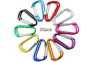 QitinDasen 20Pcs Premium Aluminum Alloy Locking Carabiner Set, 5cm Mini Carabiner Keychain, Multifunction Carabiner Snap Hook Clip (Not for Climbing!)