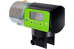 Lychee Alimentador Automático para Peces,Multifuncional Comedero Peces Automático con Pantalla LCD y el Tiempo de Alimentación Configuración, Adecuado para Acuario, Pecera(200ml)