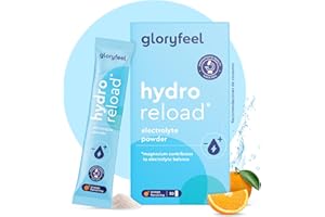GLORYFEEL Electrolitos Hidratación NARANJA - 30 Sobres, 1590mg Sales Minerales para el deporte y la recuperación - Bebida isotónica baja en azúcar y en calorías - Electrolitos en polvo con Vitamina C y B6