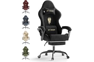 Ferghana Silla Gaming Ergonómica con Masajeador,Silla Gamer de Terciopelo con Soporte Lumbar de Masaje,Reposacabezas,Reposapiés,Silla de Oficina,Silla Ergonómica de PC,Rotación de 360°,Negro