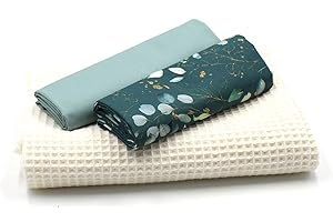 VmG-Store Waffelpique + Baumwollstoff Set farblich abgestimmt Waffel Stoff 100% Baumwollstoff Tex Standard 100 (Eukalyptus Set 54)