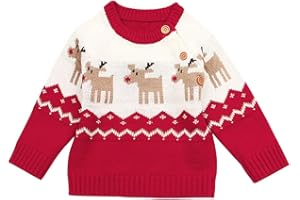 BOBORA Baby Girls Boys Xmas Jumpers Toddler Kids Long Sleeved Knitted Sweater Top Shirts…