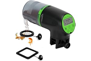 Podazz Automatic Fish Feeder, Moisture-Proof Aquarium Auto Feeder, Aquarium Tank Fish Food Dispenser, 200ml Capacity Feeding on Schedule，Great for Vacation & Weekend(Green)