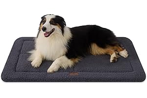 Joydeco Hundematte 104x71cm - Reversibles waschbares Hundebett mit weichem Fleece, Flache Unterlage für Hundebox & Käfig - Für große, mittlere & kleine Hunde- Dunkelgrau