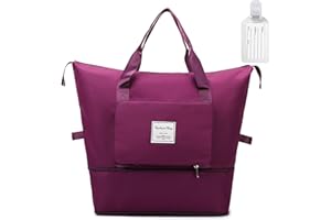 Flintronic Borsa da Viaggio Pieghevole con Etichetta Bagaglio,Impermeabile Grande Capacità Borsa Sportiva da Palestra con Cerniera per Viaggio Gite con Asciutta e Bagnata