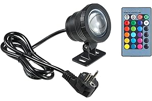 Lixada 10W RGB LED Unterwasserlicht mit Fernbedienung 16 Farben 4 Lichteffekte IP65 Wasserdicht Design für Pool Aquarium Brunnen Halloween Weihnachten Festival Hochzeitsfunktion,Schwarz
