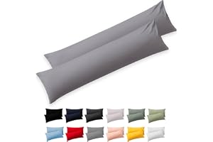 Blumtal örngott för sidosovare 40x145 (set med 2) - Grå - 100% Bomull, Oeko-Tex certifierad, sidosovarkudde med blixtlås