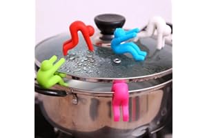 WOO MANTO 6 Stück Topf Pfanne Überlaufstopper Schutz Spill Stopper Topfdeckelheber Deckelhalter Küche Spritzschutz Küchengadget(6 Farben)