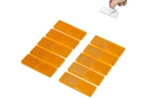 TAEUYYM 10 x Trailer Rectangular Self Adhesive Yellow Reflectors, Reflective Rectangular for Gate Posts, Rectangular Self Adhesive Rear Reflectors, for RV Truck Trailer Tractor Gate Reflectors(Yellow)