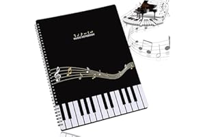 BONHHC Classeur à Pochettes/Dossier de rangement pour partitions de musique/A4/30 pochettes/Sac de rangement pour documents de stockage de papier de chanson pour musiciens et musiciens (le noir)