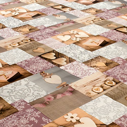 Wachstuch Wachstischdecke Tischdecke abwaschbar Liebe Herz Spitzenoptik 200 x 140cm - 3