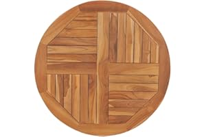 vidaXL Dessus de Table Rond Remplacement Plateau de Table de Salle à Manger Table à Dîner Restaurant 2,5 cm 80 cm Bois de Teck Solide