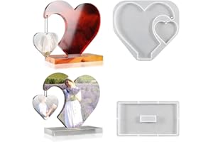 Tlzumt Moules en Résine Époxy Moule Cadre Photo en Silicone pour Résine Moules en Silicone pour Cadres Forme de Cœur Moule pour Cadre en Silicone Moule Coeur Silicone pour DIY Cadres Photo Décoration
