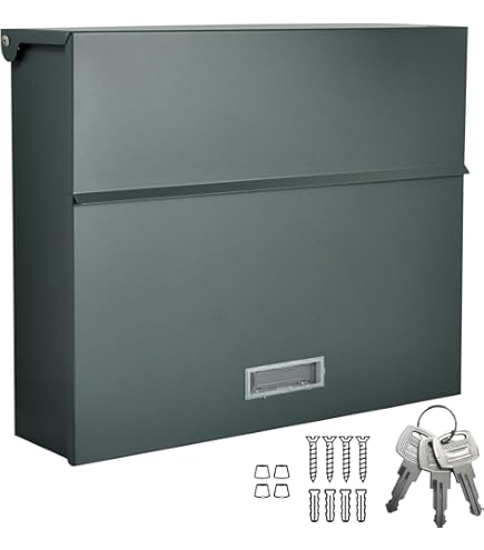 ALSTEN TECH Designer brievenbus, wandbrievenbus, postbus zonder krantenrol, krantenvak, antracietgrijs mat, RAL 7016, geschikt voor A4/C4