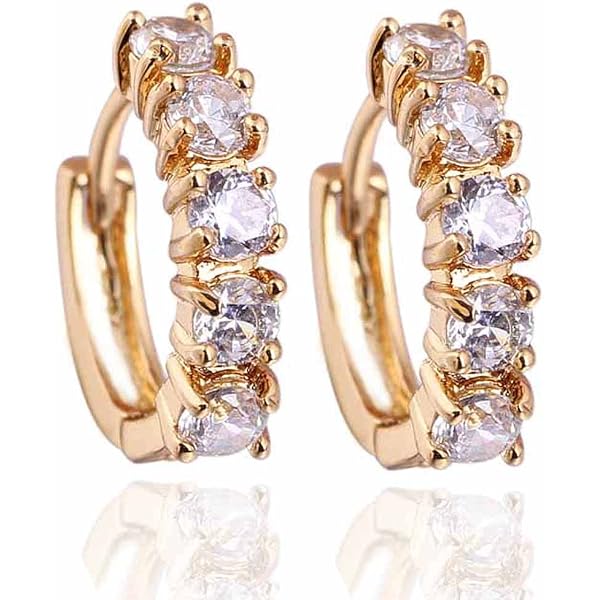 YAZILIND Clip-On Earrings For Women - Cubic Zirconia Round Cut Ear Clips, Tarnish Resistant