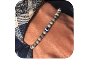 Lameybrt Auge des Bösen Blick nazar Armband Schutz Stretch Armbänder mit Naturstein Perlen für Männer Handgemacht Heilsteine Armband für Damen und Mädchen Herrenarmband armband perlenarmband herren