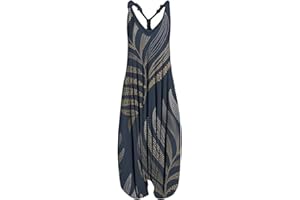 SSLLH Damen Jumpsuit Sommer Boho Ärmellos Vintage Sommerhose für Frauen Casual Lose Jumpsuit Leichte