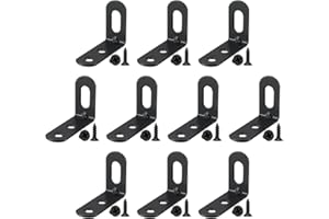 Ronoza 10 sztuk łączników kątowych 50 x 36 x 18 mm, ze stali nierdzewnej, kątowe meble w kształcie litery L, regulowane kąty mocujące z 3 otworami, do stołu, krzesła, regału na książki (czarne)
