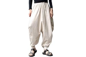 AITFINEISM Pantaloni Harem da Uomo Comodi Pantaloni Elastici in Vita Moda Tinta Unita Casual Yoga Hippies Pantaloni