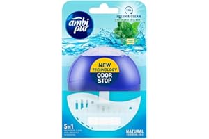 Ambi Pur 6 Stück Toilettenblockhalter + Nachfüllpackung 55ml - Fresh Water & Mint.