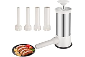 Lixiin Insaccatrice per Salsiccia, Macchina per la Produzione di Salsicce, Insaccatrice Manuale per Uso Domestico, Salsicce Siringa con 4 Tubi di Riempimento (2.2L)
