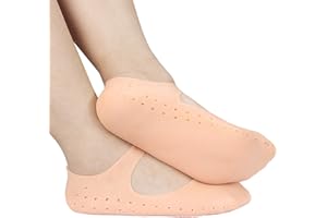 Disnace Chaussettes Hydratantes en Silicone, Chaussette Hydratantes en Gel, Chaussettes Antidérapantes, Chaussettes de Protection Anti-fissures, Respirantes pour les Pieds, L, 39-41 (Couleur de Peau)