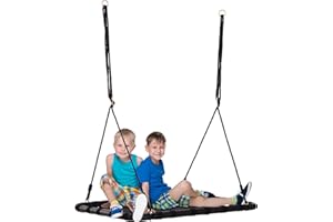 Outsunny Balançoire nid d'oiseau rectangulaire balançoire Panier pour Enfants Adultes Charge Max. 100 kg dim. 100L x 76l x 4H cm 4 Anneaux Inclus métal époxy Nylon PVC Noir