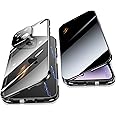 Jonwelsy Anti Peeping Case for iPhone 14 (6.1"), 360 Degree Front and Back Privacy Tempered Glass Cover, Anti SPY Screen, Magnetic Adsorption Metal Bumper (Black)