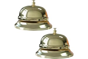Vastsea 2 PCS Timbre de Recepción, Campana de Servicio, Campanillas de Metal, para Hoteles Cocina Escuelas Restaurantes Áreas 8.5 * 5.5cm (Oro)