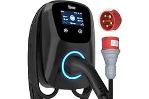 ‎TERA Tera Smart EV Ladegerät Typ 2 Wallbox mit APP 11kW 16A 400V CE&TÜV mit Wlan & Bluetooth 7m Ladekabel mit Ladegerätehalter Heim Wallbox CEE 3-Phasen Stecker für EVs & PHEV W01 Schwarz