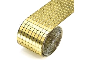 Hsthe Sea 2 rouleaux 3200 pièces carreaux de mosa?que miroir carreaux de mosa?que auto-adhésifs pour bricolage artisanat décoration murale doré