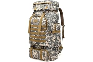 Kabxhueo Grand sac a dos randonnee homme femme, 80L etanche sac a dos militaire armée, sac de survie complet catastrophe 72h, sacs et sac à dos de randonnée pour voyage peche sports et plein air