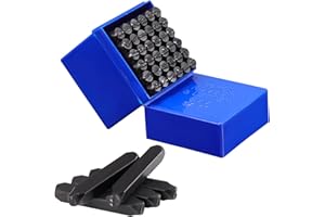 WiMas Juego de 36 sellos de letras y números de 8 mm, kit de estampado de hierro del alfabeto A-Z, número 0-9 y sello para impresión de metal, madera y cuero