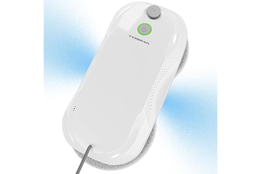 Tosima W5 Robot Window Cleaner, Robot Window Cleaner with Double Spray and Suction, Remote Control, Triple Safety Automatic Window Cleaner for Smooth Surfaces Indoor/Outdoor (8 Cloths)