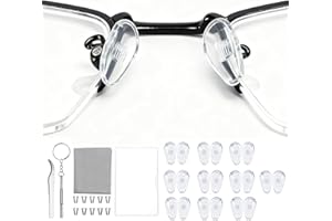 SUNNIFLY 10 paia di Naselli in Silicone per Occhiali, Kit di Riparazione Occhiali Contenente Viti, Cacciavite a Doppia Punta, Pinzette e Panno per la Pulizia Degli Occhiali