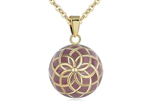 AEONSLOVE Bola de Grossesse avec Chaine Collier Femme Enceinte Pendentif Musique Carillon Bell Fleur de Vie pour Future Maman, 2 Chaînes
