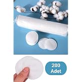 BLUENDY 200 Adet Yuvarlak Makyaj Temizleme Pamuğu -%100 Saf Premium Kalite Disk Pamuk, Fond&ouml;ten ve Makyaj &Ccedil;ıkarma Pedi, T&uuml;y B