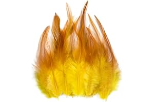 WANGRUIDA Lot de 200 plumes de coq Jaune de 12,7 à 17,8 cm pour travaux manuels plumes naturelles de faisan boucles d'oreilles pendentifs, attrape-rêves