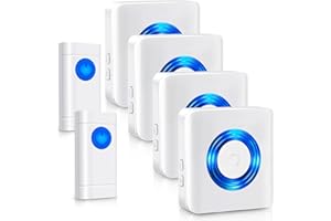 Sonnette sans fil extérieure étanche, 4 récepteurs et 2 émetteurs, Satisure Türklingel Set sans fil, portée 400m/1300ft, 58 mélodies, sonnette de porte d'entrée pour jardin, maison, bureau