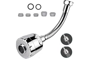 PANDARAZZI Flexibler Wasserhahn Verlängerung 25cm,Wasserhahn Aufsatz mit 2 Modi,Drehbarer Wasserhahn Aufsatz 360 Grad,Perlatoren für Wasserhähne,Wassersparer für Wasserhahn(25cm, 2 Modi)