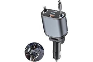 XWXELEC Einziehbares Auto Ladegerät 78W 2 Typ-C, Handy Schnellladegerät Auto Zigarettenanzünder Stecker Adapter Retractable Car Charger Kompatibel mit iPhone15/Pro/ProMax/GalaxyS23/S22/S21/Pixel/7/6