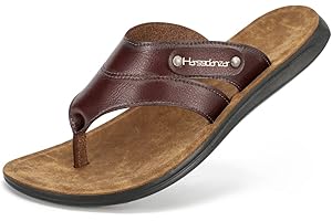 Harssidanzar Flip Flops For Mens,Vintage Comfortable Thong Sandals Lightweight Summer Beach Flat Sandals KM216