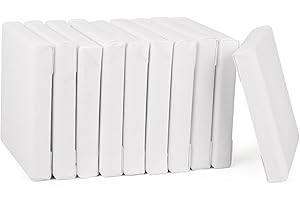 ewtshop® - Set di tele per dipingere, da parete, con telaio a cunei, 100% cotone, 10 pezzi, 10 x 10 cm, colore: bianco