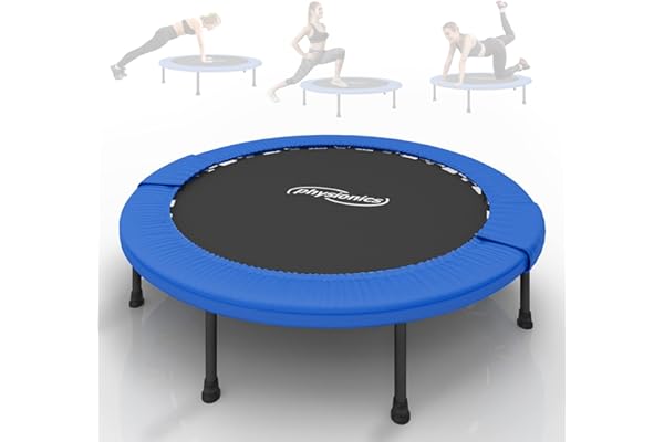 Physionics® Mini Trampoline de Fitness - Diamètre au Choix (Ø 81/91/96/102/114/122 cm), Pieds Antidérapants, Usage Intérieur/Extérieur - Trampoline de Gymnastique, Entraînement, Jumping