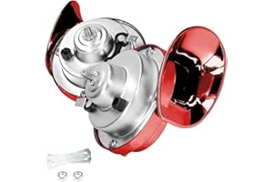 Moly Magnolia 300DB Super Loud Train Horn, 2PCS Car Air Electric Snail Double Horn, 12V Waterproof Air Horns Replacement Kit, Auto Accessories Universal for Motorcycle, Truck, Bike, Boat (Wine Red)