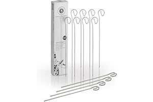 Buddy's BBQ - Grillspieße/Schaschlikspieße, 12 Spieße, BBQ Spieße, Grillen, Kochen, Fleisch, Fisch, Gemüse, wiederverwendbar, 21 cm Länge, Edelstahl, Flachmaterial, mit Ringgriff